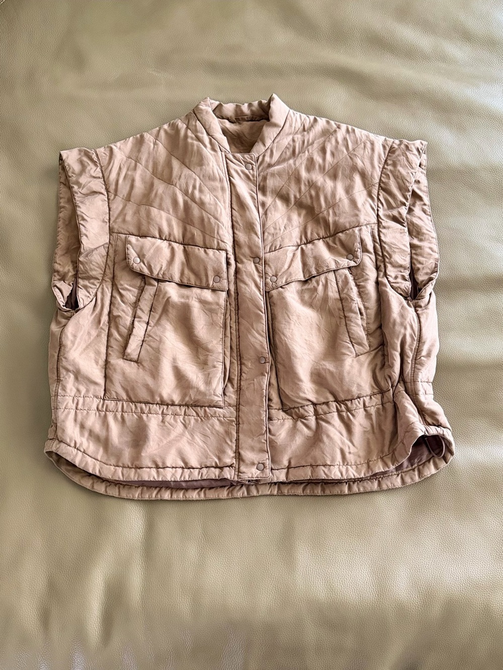 JNBY Women’s Brown Oversized Quilted Vest with Pockets